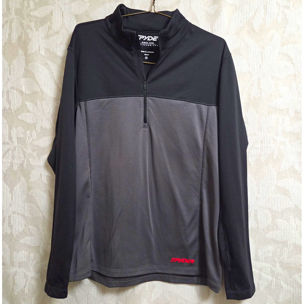 Spyder Men's XL Black/Gray 1/4 Zip Mock Neck Pullover Long Sleeve Sport Track